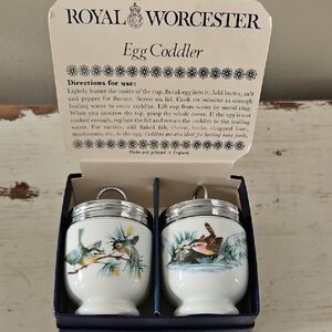 Royal Worcester Egg Coddlers with Bird and Floral Design